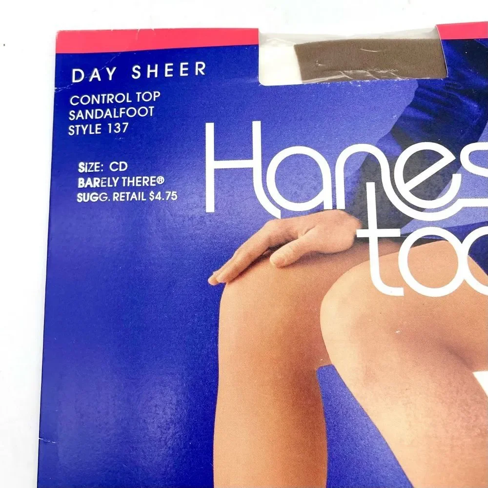 NWT Vintage Hanes Too Day Sheers Barely There Control Top Pantyhose Size C/D NEW